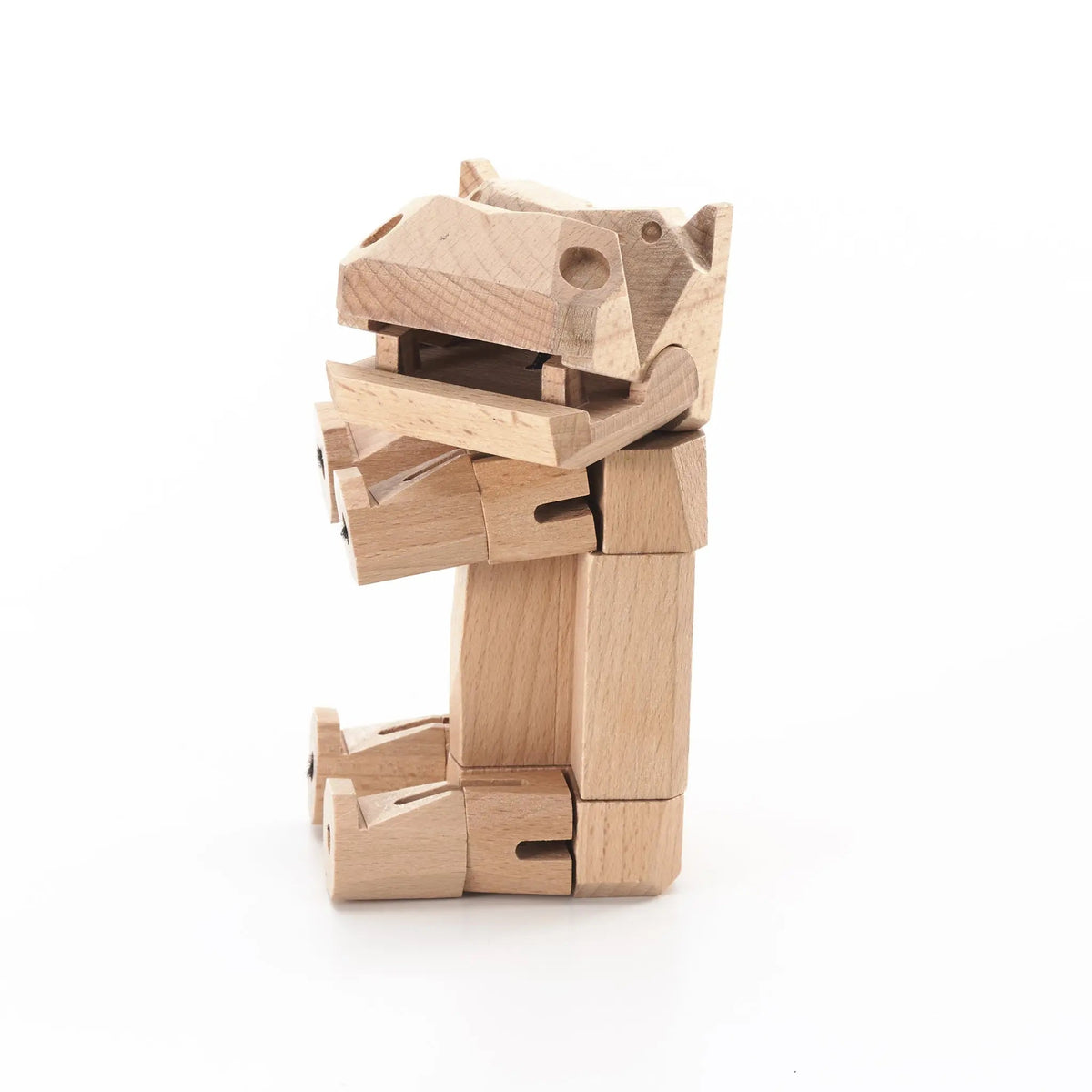 Morphits Hippo Transformable Wooden Design Object - Interactive Art Piece - Yoshiaki Ito Design