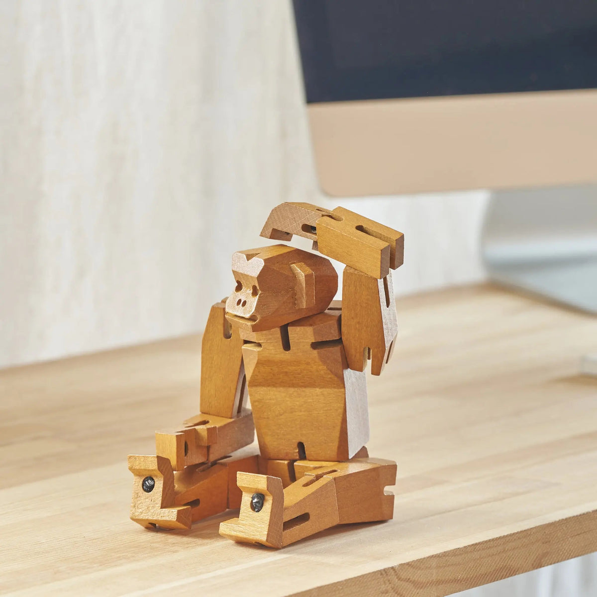 Morphits Monkey Transformable Wooden Design Object - Interactive Art Piece - Yoshiaki Ito Design