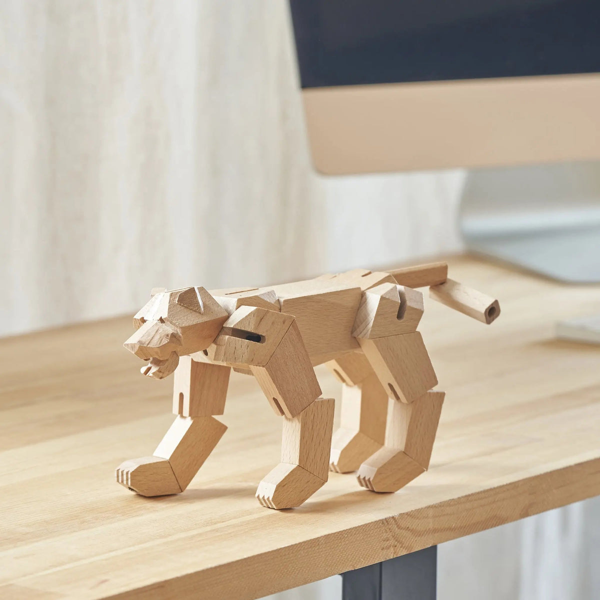 Morphits Tiger Transformable Wooden Design Object - Interactive Art Piece - Yoshiaki Ito Design