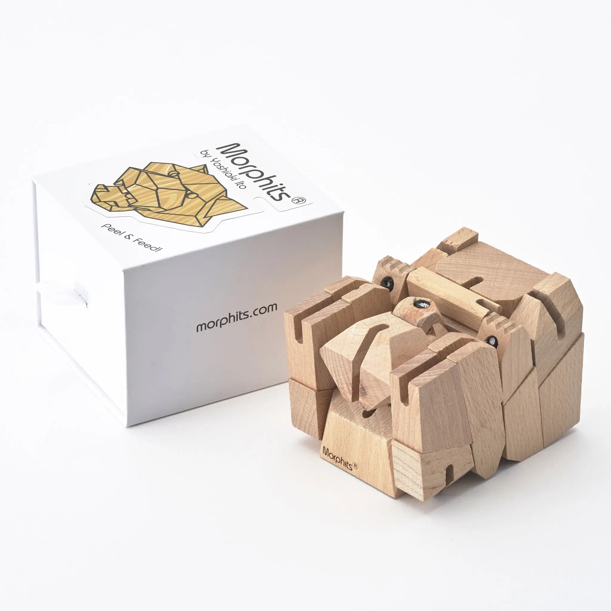 Morphits Monkey Wooden Tiger Cube - Creative Puzzle - Interactive Art Piece - Yoshiaki Ito Design