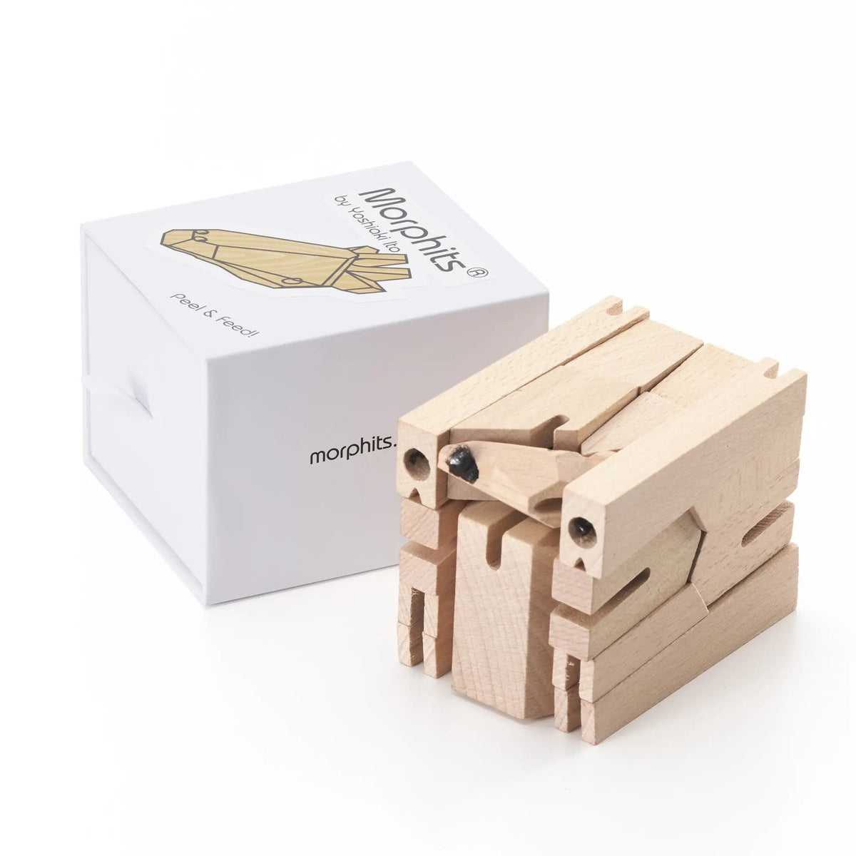 Morphits Giraffe Wooden Decor Cube - Creative Puzzle - Interactive Art Piece - Yoshiaki Ito Design