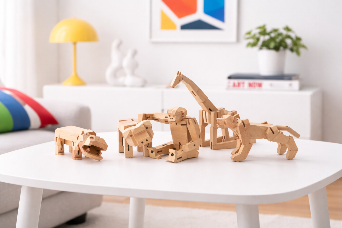 Morphits Wooden Animal Zoo Set - Transformable Wooden Design Object - Yoshiaki Ito Design