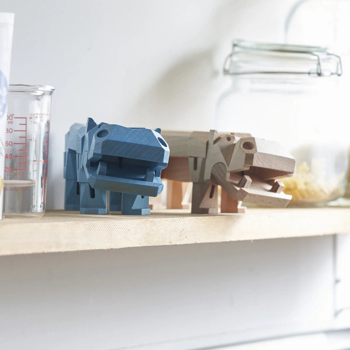 Morphits Hippo Transformable Wooden Design Object - Interactive Art Piece - Yoshiaki Ito Design