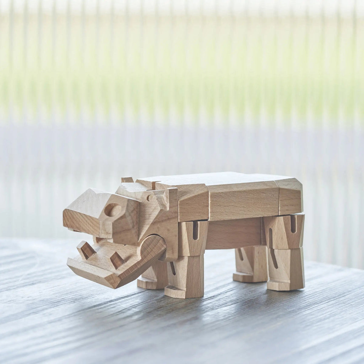 Morphits Hippo Transformable Wooden Design Object - Interactive Art Piece - Yoshiaki Ito Design