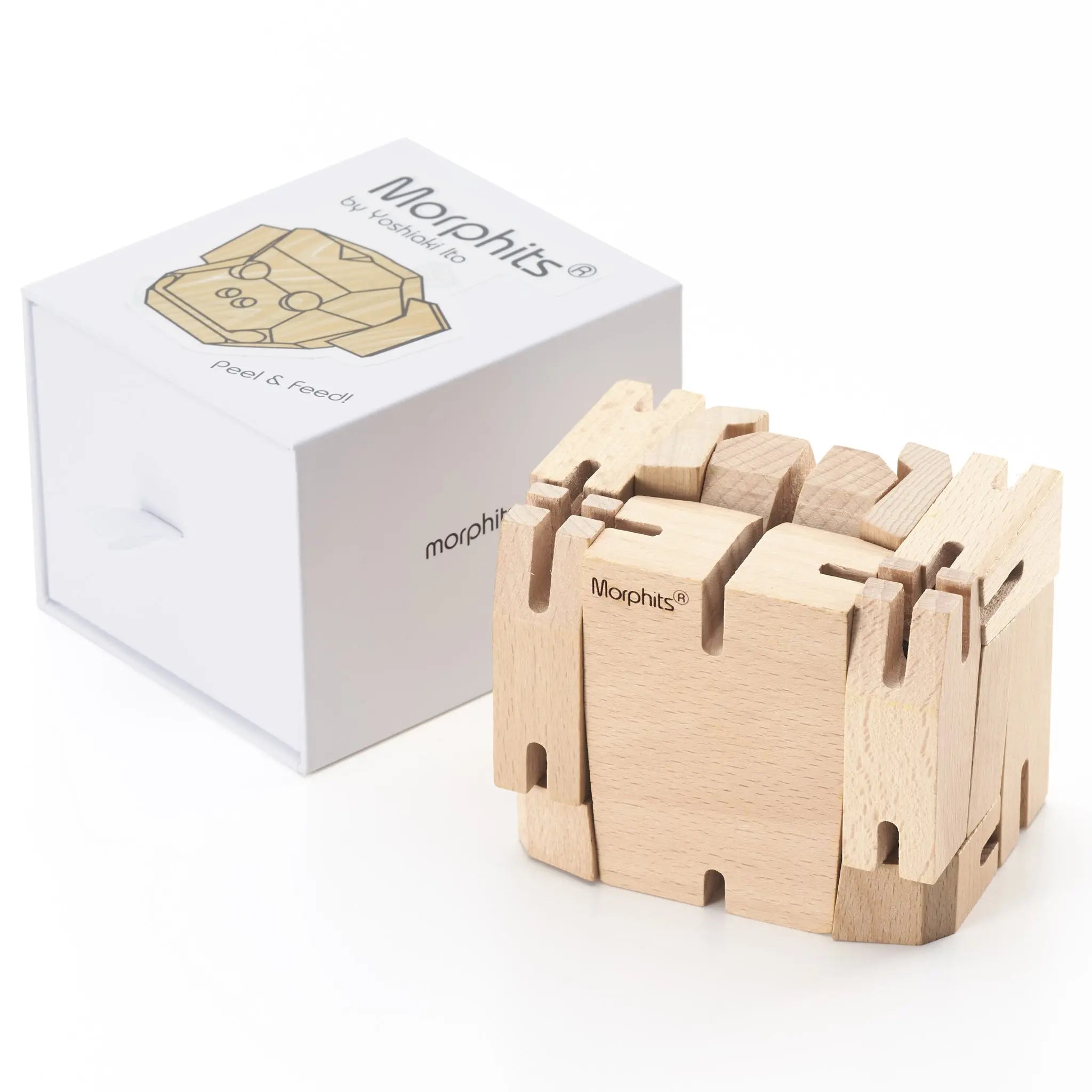 Morphits Monkey Wooden Decor Cube - Creative Puzzle - Interactive Art Piece - Yoshiaki Ito Design