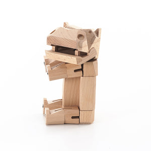 Morphits ® Hippo Wooden Toy: Explore the Wild with Poseable Wooden Playset Friends - Yoshiaki Ito Design Sit N1