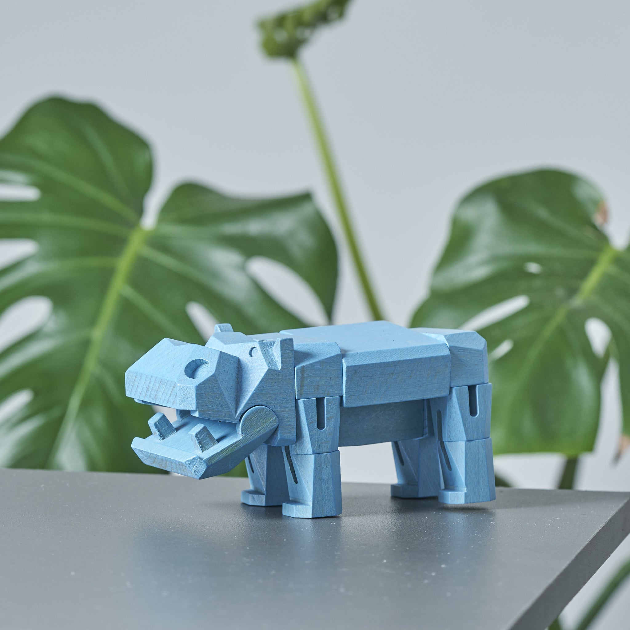 Morphits ® Hippo Wooden Toy: Explore the Wild with Poseable Wooden Playset Friends - Yoshiaki Ito Design Stand B3
