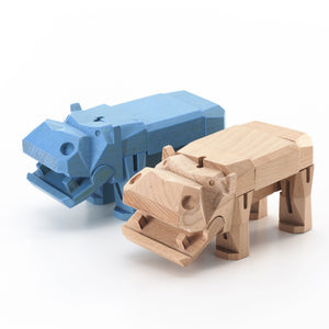 Morphits ® Hippo Wooden Toy: Explore the Wild with Poseable Wooden Playset Friends - Yoshiaki Ito Design Stand Duo1