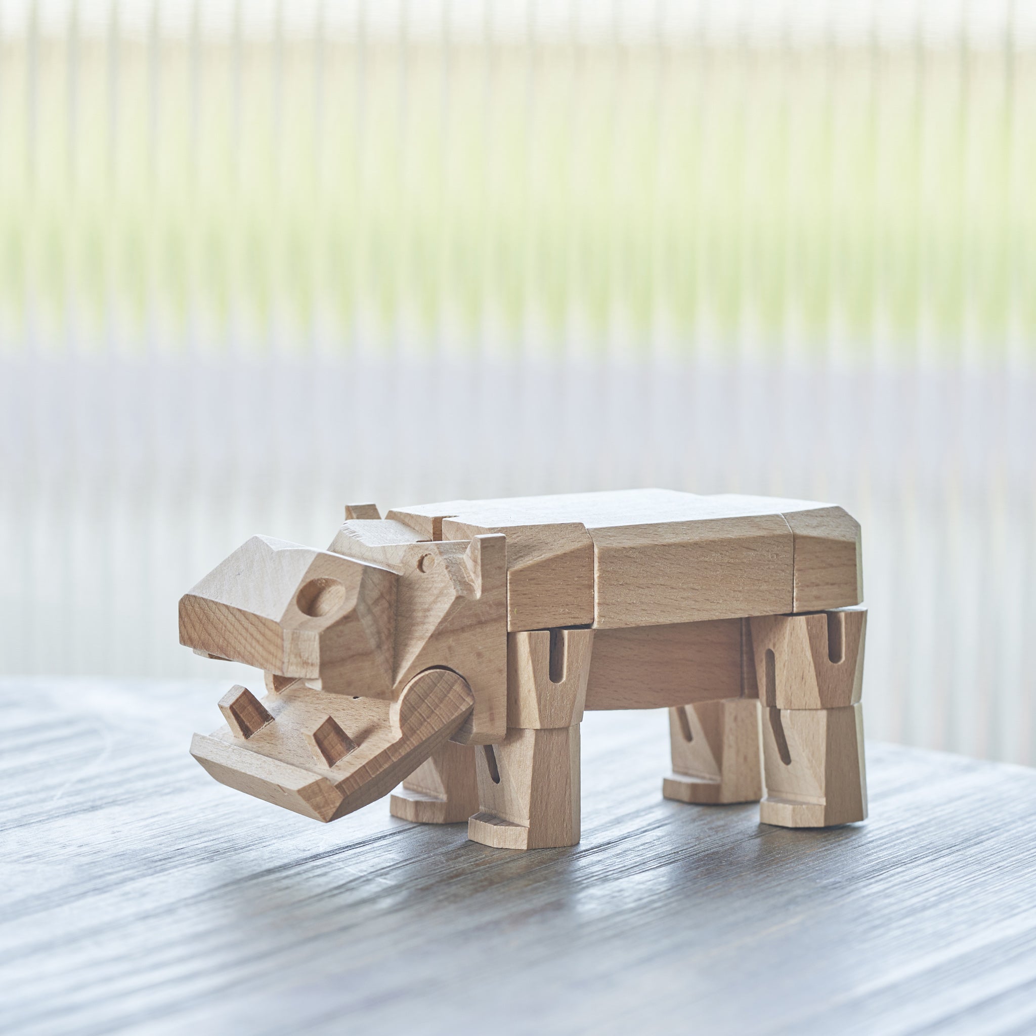 Morphits ® Hippo Wooden Toy: Explore the Wild with Poseable Wooden Playset Friends - Yoshiaki Ito Design Stand N2