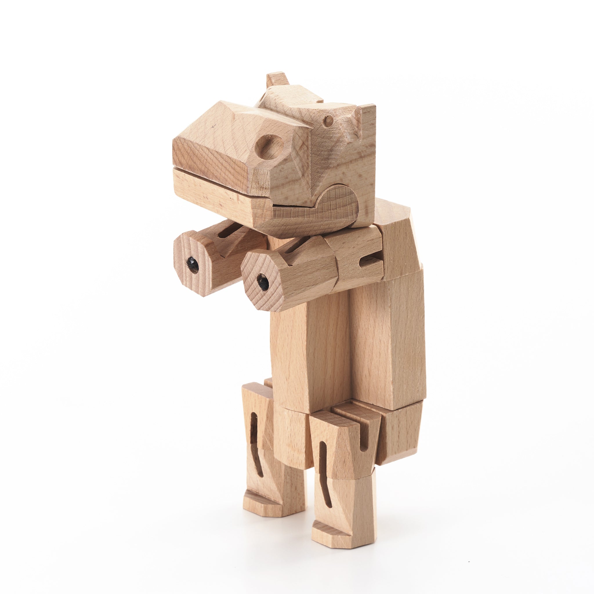 Morphits ® Hippo Wooden Toy: Explore the Wild with Poseable Wooden Playset Friends - Yoshiaki Ito Design Stand N2