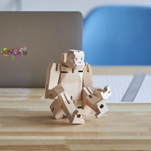 Morphits ® Monkey Wooden Toy: Unleash Creativity with Poseable Wooden Playset - Yoshiaki Ito Design Sit N3