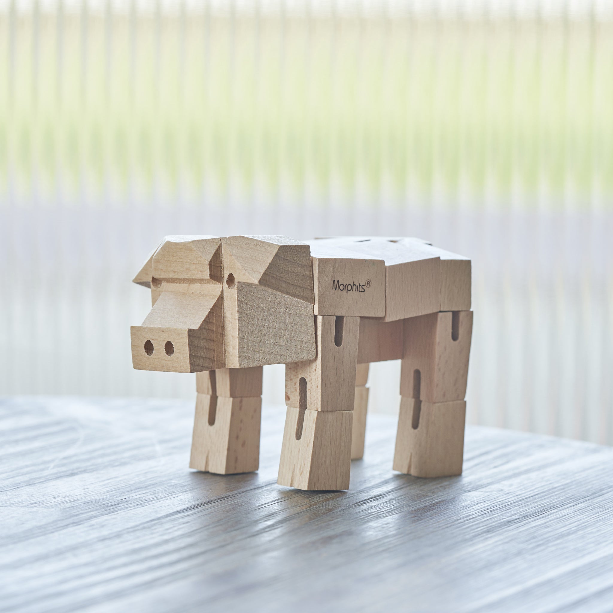 Morphits ® Pig Wooden Toy: Whimsical Wooden Playset Companions for Imaginative Minds - Yoshiaki Ito Design Stand N2
