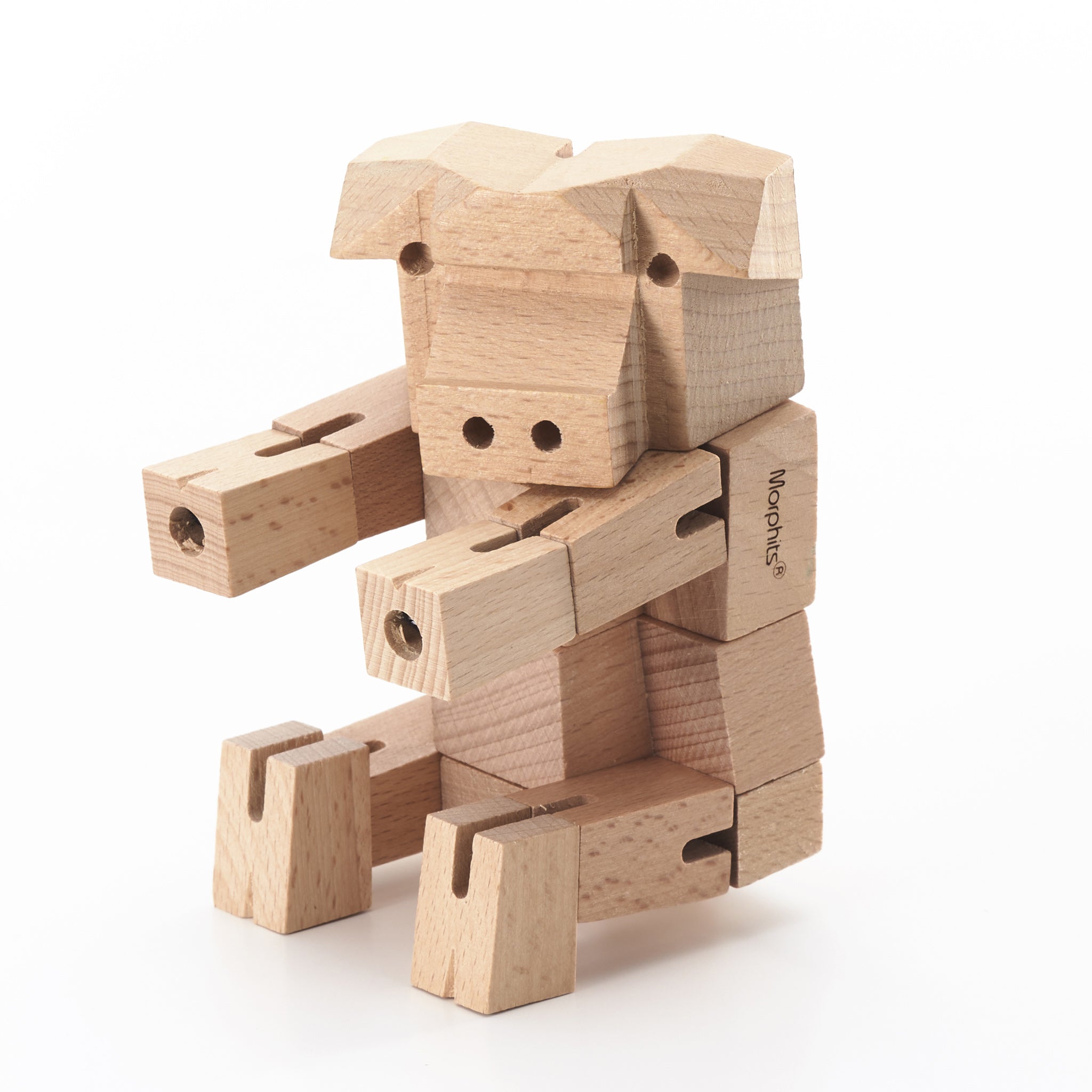 Morphits ® Pig Wooden Toy: Whimsical Wooden Playset Companions for Imaginative Minds - Yoshiaki Ito Design Stand N2