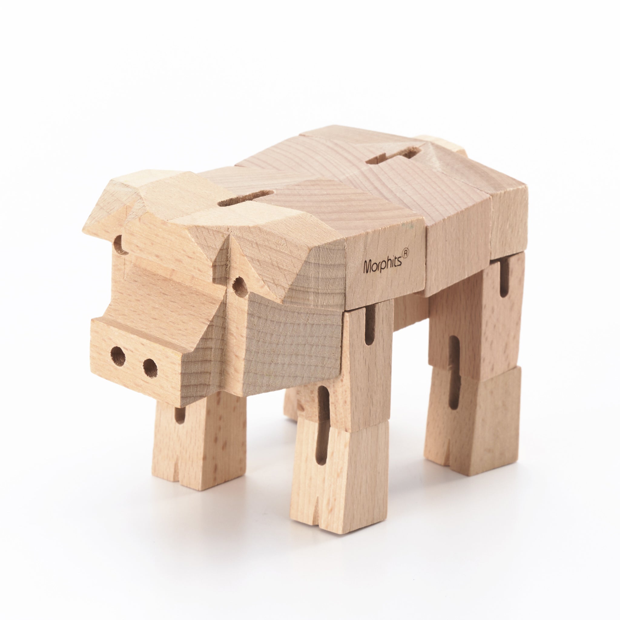 Morphits ® Pig Wooden Toy: Whimsical Wooden Playset Companions for Imaginative Minds - Yoshiaki Ito Design Stand N1