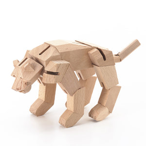 Morphits ® Tiger Wooden Toy: Roaring Adventures Await in our Wooden Playset - Yoshiaki Ito Design Stand N2