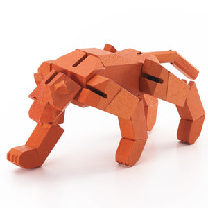 Morphits ® Tiger Wooden Toy: Roaring Adventures Await in our Wooden Playset - Yoshiaki Ito Design Stand O2
