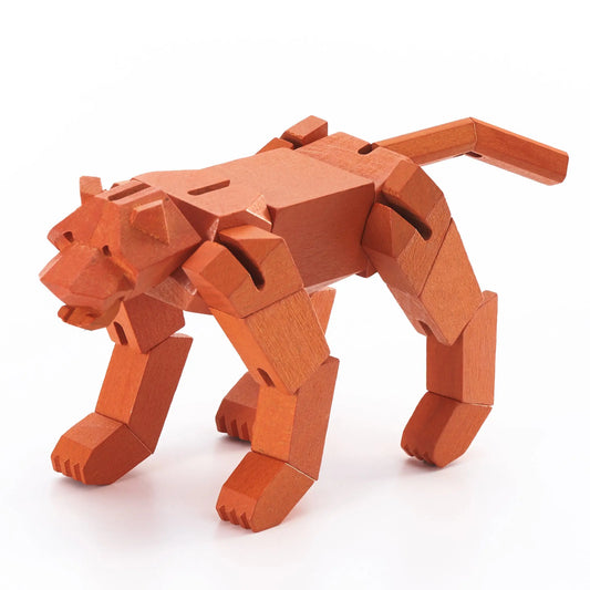 Morphits ® Tiger Wooden Toy: Roaring Adventures Await in our Wooden Playset - Yoshiaki Ito Design Stand O1