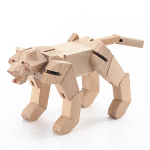 Morphits ® Tiger Wooden Toy: Roaring Adventures Await in our Wooden Playset - Yoshiaki Ito Design Stand N1