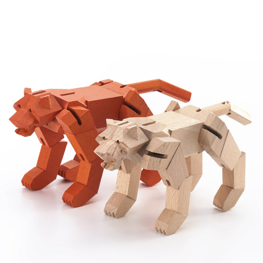 Morphits ® Tiger Wooden Toy: Roaring Adventures Await in our Wooden Playset - Yoshiaki Ito Design Stand Duo1