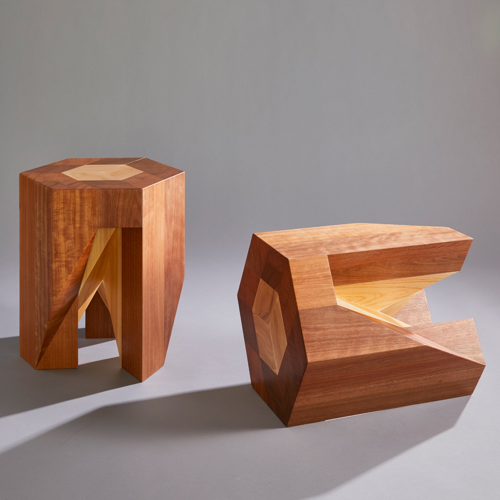 Yosegi Wood Pair Stool - Unique Japanese Design - Yoshiaki Ito Design Furniture Decor FunctionalDesign furniture 5